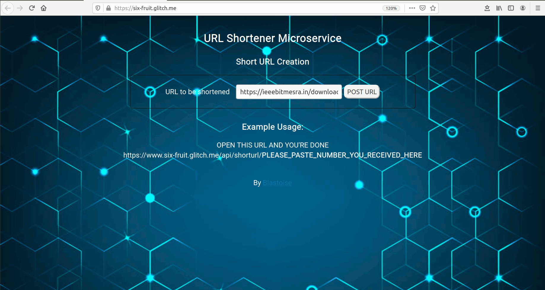 url shortner demo image